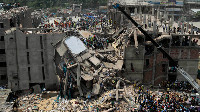 Aftermath of Bangladeshi clothing factory collapse. Image Credit: ABC News
