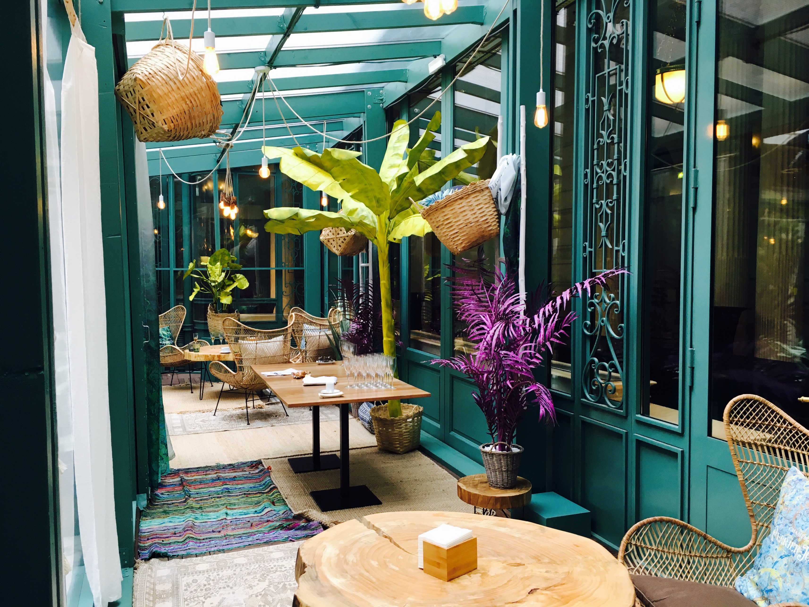 restaurant with plant decor