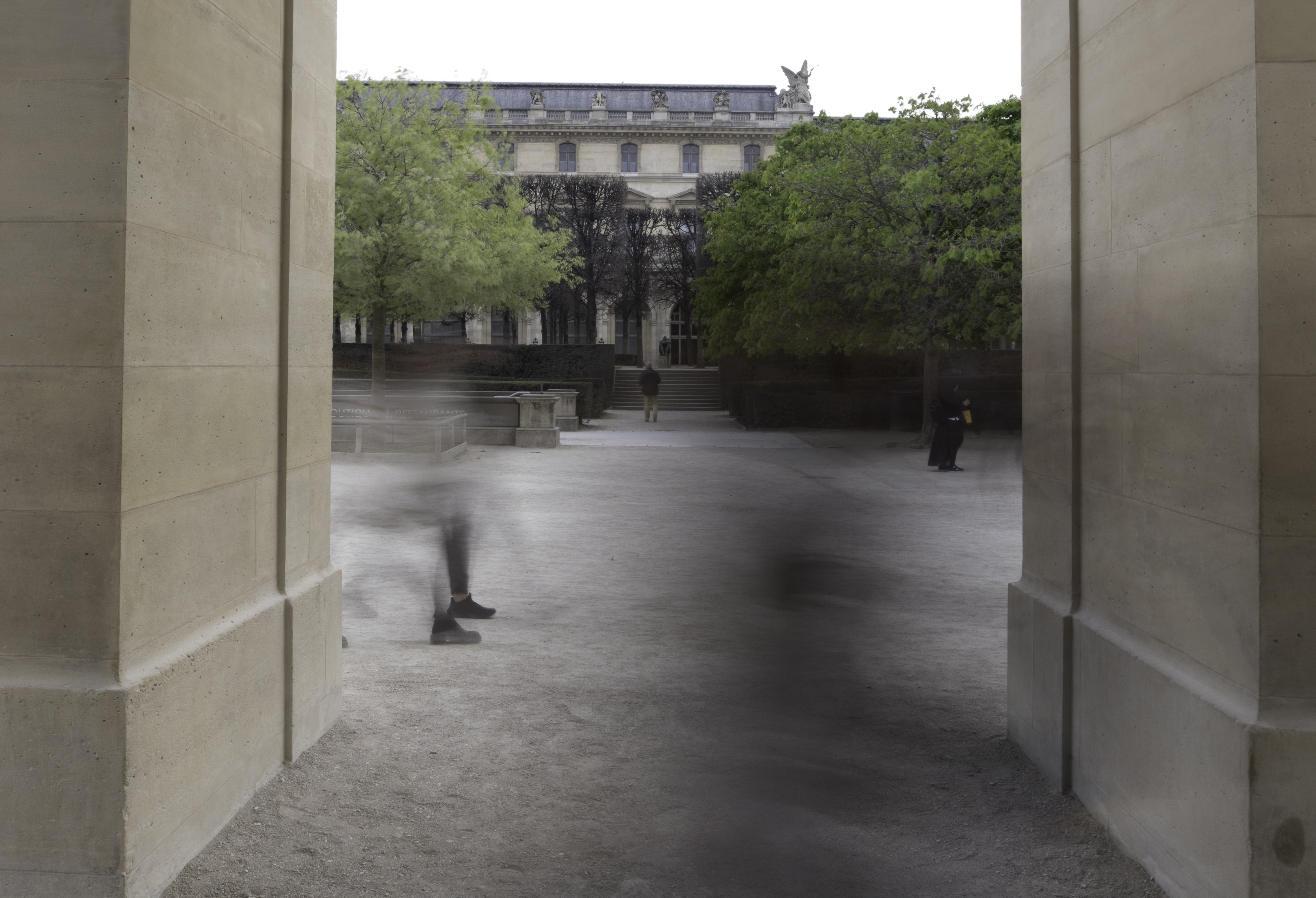 The blurs of people passing by 