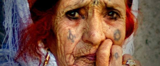 Woman with traditional Amazigh tattoos.