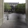 The blurs of people passing by 