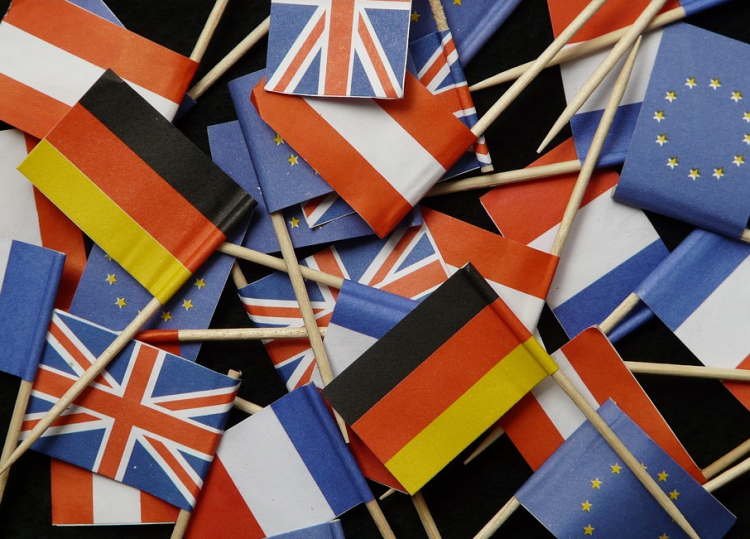 EU, French, and German Flags 